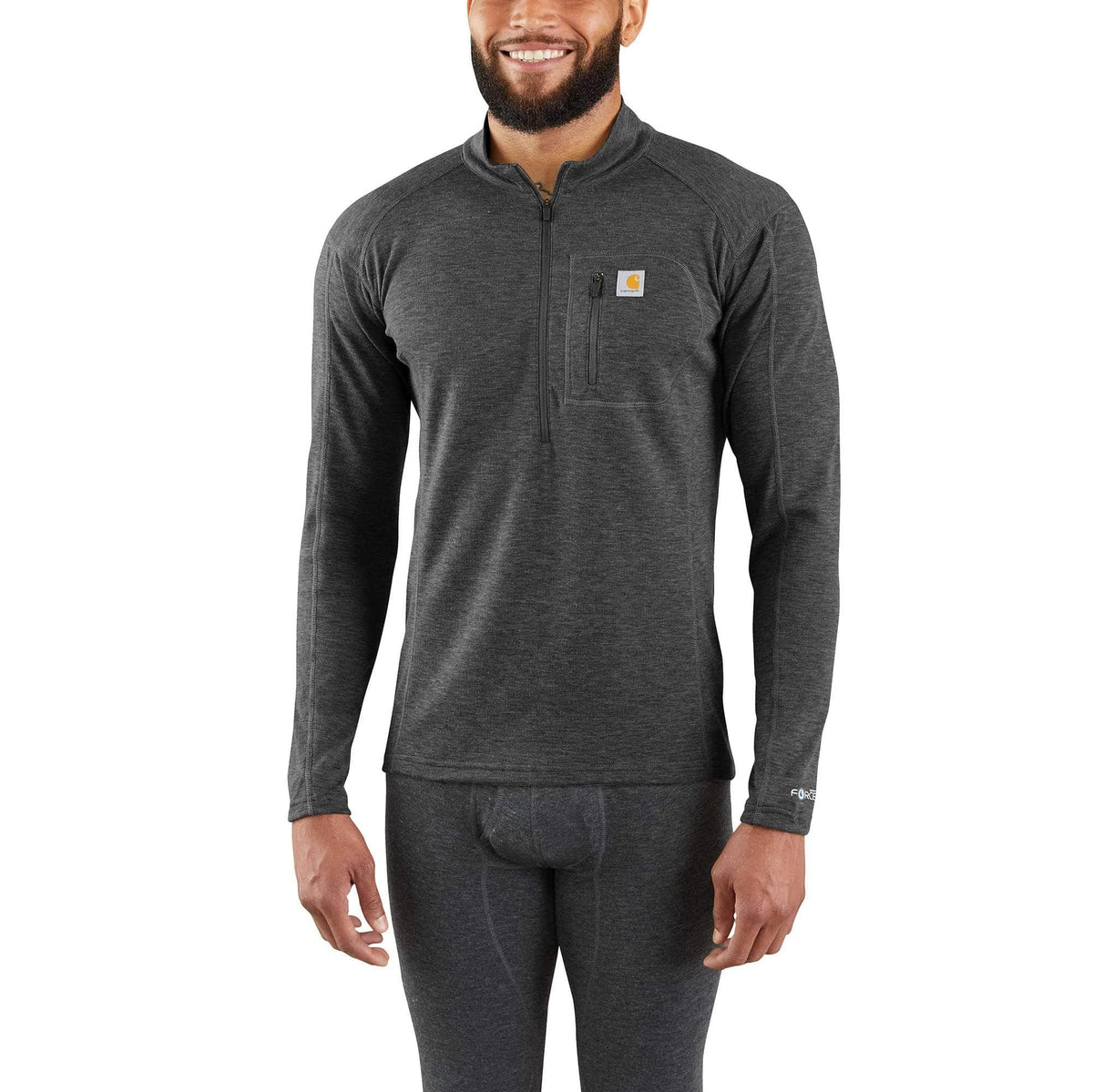Men's Base Layer Quarter-Zip Thermal Top - Carhartt Force® - Midweight - Poly-Wool